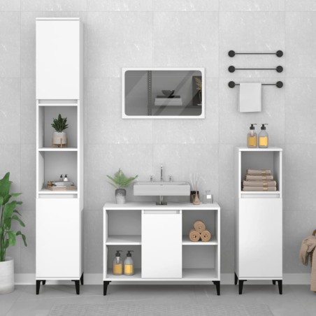 vidaXL Juego de muebles de baño 3 pzas madera contrachapada blanco