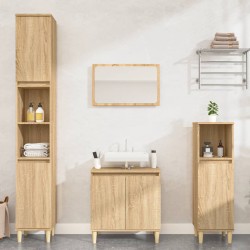 vidaXL Set de muebles de baño 3 pzas madera contrachapada roble Sonoma