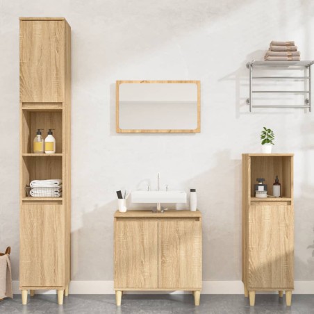 vidaXL Set de muebles de baño 3 pzas madera contrachapada roble Sonoma