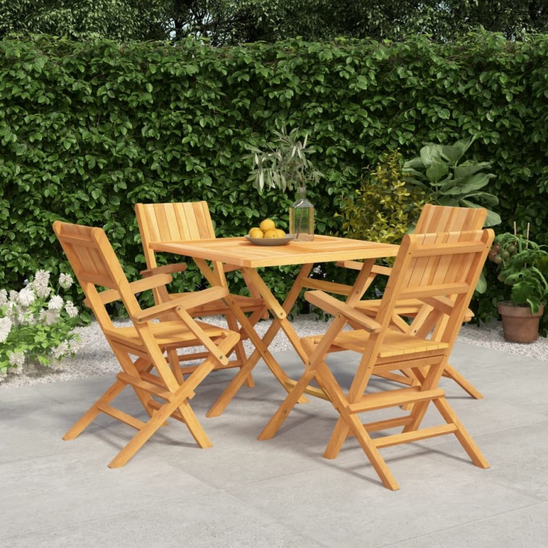 vidaXL Juego de comedor para jardín 5 piezas madera maciza de teca vidaXL Juego de comedor para jardín 5 piezas madera maciza de teca
