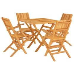 vidaXL Juego de comedor para jardín 5 piezas madera maciza de teca
