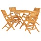 vidaXL Juego de comedor para jardín 5 piezas madera maciza de teca vidaXL Juego de comedor para jardín 5 piezas madera maciza de teca