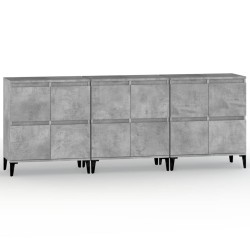 vidaXL Aparadores 3 uds madera contrachapada gris hormigón 60x35x70 cm