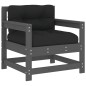 vidaXL Juego de muebles de jardín 6 pzas y cojines madera maciza gris vidaXL Juego de muebles de jardín 6 pzas y cojines madera maciza gris