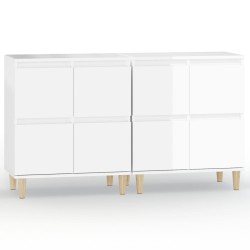 vidaXL Aparadores 2 uds madera contrachapada blanco brillo 60x35x70 cm