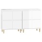 vidaXL Aparadores 2 uds madera contrachapada blanco brillo 60x35x70 cm vidaXL Aparadores 2 uds madera contrachapada blanco brillo 60x35x70 cm