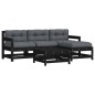 vidaXL Juego de muebles de jardín 5 pzas y cojines madera maciza negro vidaXL Juego de muebles de jardín 5 pzas y cojines madera maciza negro