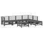 vidaXL Juego de muebles de jardín 7 pzas y cojines madera maciza gris vidaXL Juego de muebles de jardín 7 pzas y cojines madera maciza gris