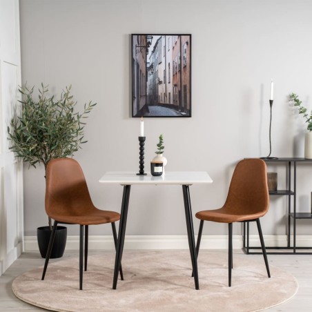 Venture Home Sillas de comedor 2 uds Polar aspecto cuero marrón negro