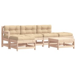 vidaXL Juego de muebles de jardín 6 piezas y cojines madera maciza