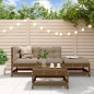 vidaXL Juego muebles jardín 4 pzas y cojines madera maciza marrón miel vidaXL Juego muebles jardín 4 pzas y cojines madera maciza marrón miel