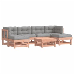 vidaXL Juego de muebles jardín 7 pzas y cojines madera abeto Douglas