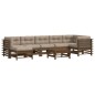 vidaXL Juego muebles jardín 8 pzas y cojines madera maciza marrón miel vidaXL Juego muebles jardín 8 pzas y cojines madera maciza marrón miel