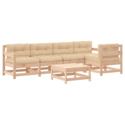 vidaXL Juego de muebles de jardín 6 piezas y cojines madera maciza