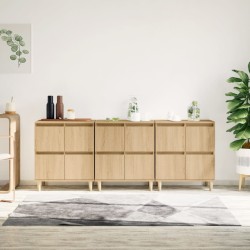 vidaXL Aparadores 3 uds madera contrachapada roble Sonoma 60x35x70 cm
