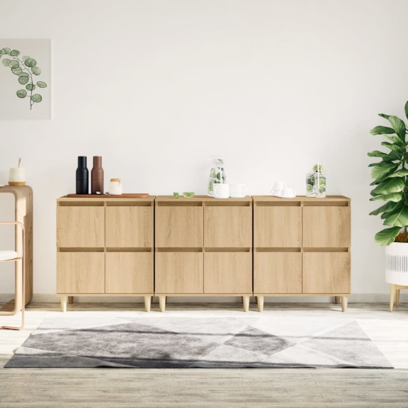 vidaXL Aparadores 3 uds madera contrachapada roble Sonoma 60x35x70 cm vidaXL Aparadores 3 uds madera contrachapada roble Sonoma 60x35x70 cm