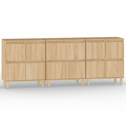 vidaXL Aparadores 3 uds madera contrachapada roble Sonoma 60x35x70 cm