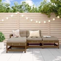 vidaXL Juego muebles jardín 4 pzas y cojines madera maciza marrón miel