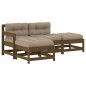 vidaXL Juego muebles jardín 4 pzas y cojines madera maciza marrón miel vidaXL Juego muebles jardín 4 pzas y cojines madera maciza marrón miel