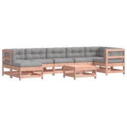 vidaXL Juego de muebles jardín 8 pzas y cojines madera abeto Douglas