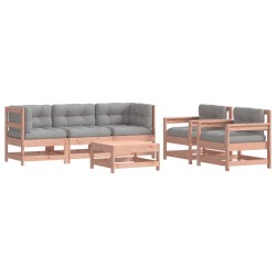 vidaXL Juego de muebles jardín 6 pzas y cojines madera abeto Douglas