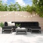 vidaXL Juego de muebles de jardín 7 pzas y cojines madera maciza gris vidaXL Juego de muebles de jardín 7 pzas y cojines madera maciza gris