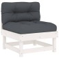 vidaXL Juego de muebles jardín 6 piezas y cojines madera maciza blanco vidaXL Juego de muebles jardín 6 piezas y cojines madera maciza blanco