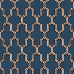 DUTCH WALLCOVERINGS Papel pintado Geometric azul y dorado