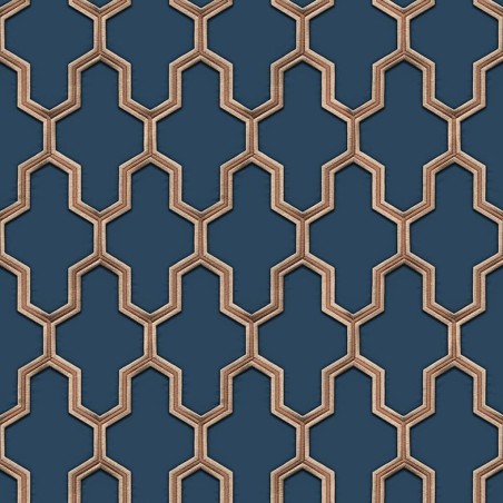 DUTCH WALLCOVERINGS Papel pintado Geometric azul y dorado