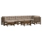 vidaXL Juego muebles jardín 8 pzas y cojines madera maciza marrón miel vidaXL Juego muebles jardín 8 pzas y cojines madera maciza marrón miel