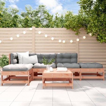 vidaXL Juego de muebles jardín 6 pzas y cojines madera abeto Douglas