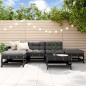 vidaXL Juego de muebles de jardín 6 pzas y cojines madera maciza negro vidaXL Juego de muebles de jardín 6 pzas y cojines madera maciza negro