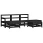 vidaXL Juego de muebles de jardín 6 pzas y cojines madera maciza negro vidaXL Juego de muebles de jardín 6 pzas y cojines madera maciza negro