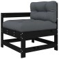 vidaXL Juego de muebles de jardín 6 pzas y cojines madera maciza negro vidaXL Juego de muebles de jardín 6 pzas y cojines madera maciza negro