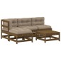 vidaXL Juego muebles jardín 5 pzas y cojines madera maciza marrón miel