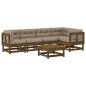 vidaXL Juego muebles jardín 6 pzas y cojines madera maciza marrón miel vidaXL Juego muebles jardín 6 pzas y cojines madera maciza marrón miel
