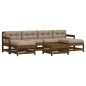 vidaXL Juego muebles jardín 7 pzas y cojines madera maciza marrón miel