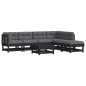 vidaXL Juego de muebles de jardín 7 pzas y cojines madera maciza negro