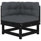 vidaXL Juego de muebles de jardín 7 pzas y cojines madera maciza negro