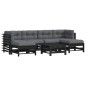 vidaXL Juego de muebles de jardín 7 pzas y cojines madera maciza negro vidaXL Juego de muebles de jardín 7 pzas y cojines madera maciza negro