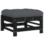 vidaXL Juego de muebles de jardín 7 pzas y cojines madera maciza negro vidaXL Juego de muebles de jardín 7 pzas y cojines madera maciza negro