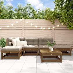 vidaXL Juego muebles jardín 6 pzas y cojines madera maciza marrón miel