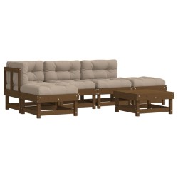 vidaXL Juego muebles jardín 6 pzas y cojines madera maciza marrón miel