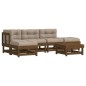 vidaXL Juego muebles jardín 6 pzas y cojines madera maciza marrón miel vidaXL Juego muebles jardín 6 pzas y cojines madera maciza marrón miel