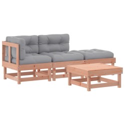 vidaXL Juego de muebles jardín 4 pzas y cojines madera abeto Douglas