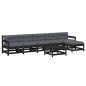vidaXL Juego de muebles de jardín 7 pzas y cojines madera maciza negro