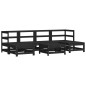 vidaXL Juego de muebles de jardín 7 pzas y cojines madera maciza negro vidaXL Juego de muebles de jardín 7 pzas y cojines madera maciza negro