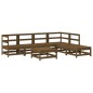 vidaXL Juego muebles jardín 7 pzas y cojines madera maciza marrón miel vidaXL Juego muebles jardín 7 pzas y cojines madera maciza marrón miel