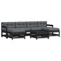 vidaXL Juego de muebles de jardín 7 pzas y cojines madera maciza negro vidaXL Juego de muebles de jardín 7 pzas y cojines madera maciza negro