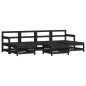 vidaXL Juego de muebles de jardín 7 pzas y cojines madera maciza negro vidaXL Juego de muebles de jardín 7 pzas y cojines madera maciza negro